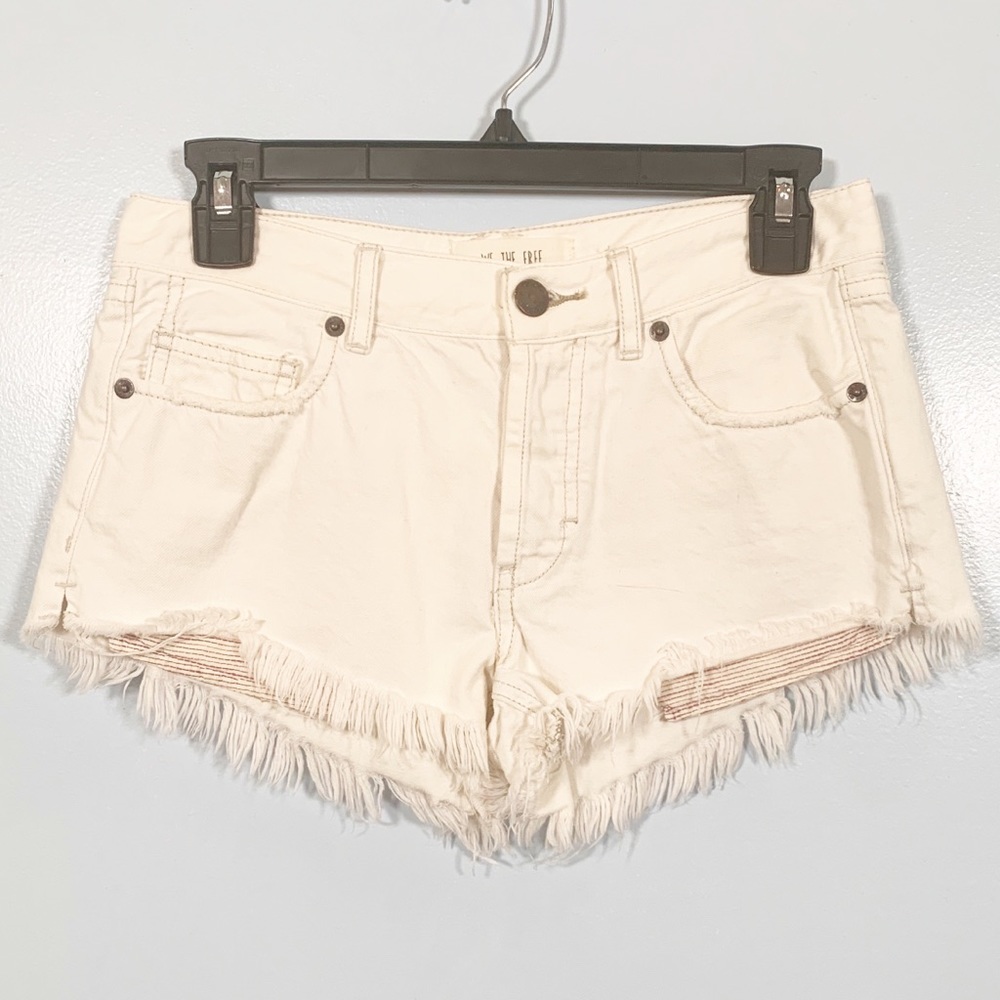 We the Free Cut-off Shorts Red Striped Pocket